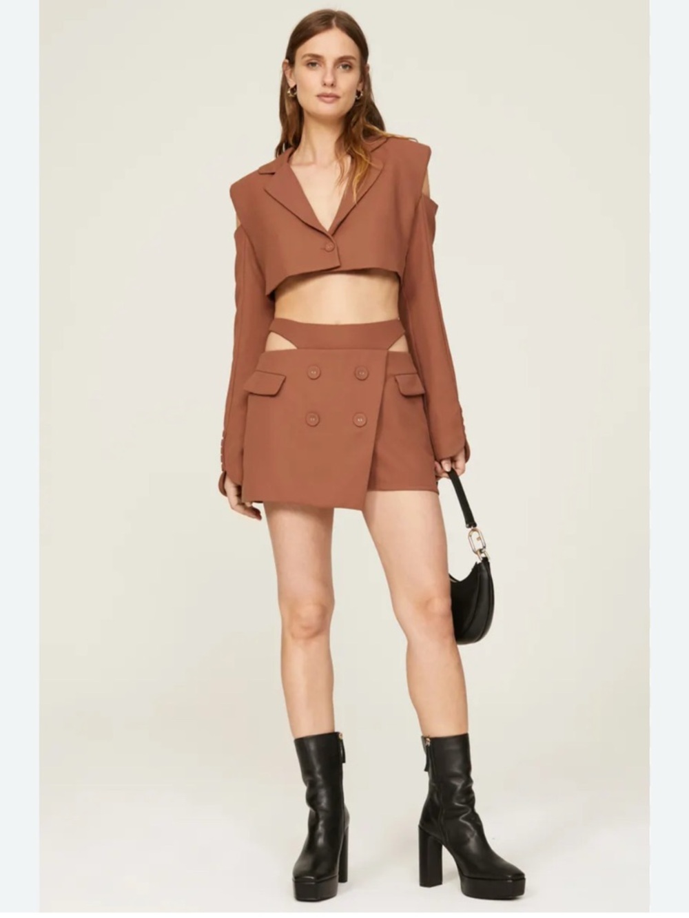 NWT For Love and Lemons Alysa Mini Skirt in Brown